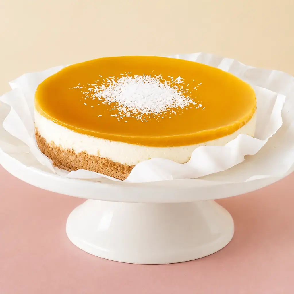 Cheesecake with coconut and passion fruit
