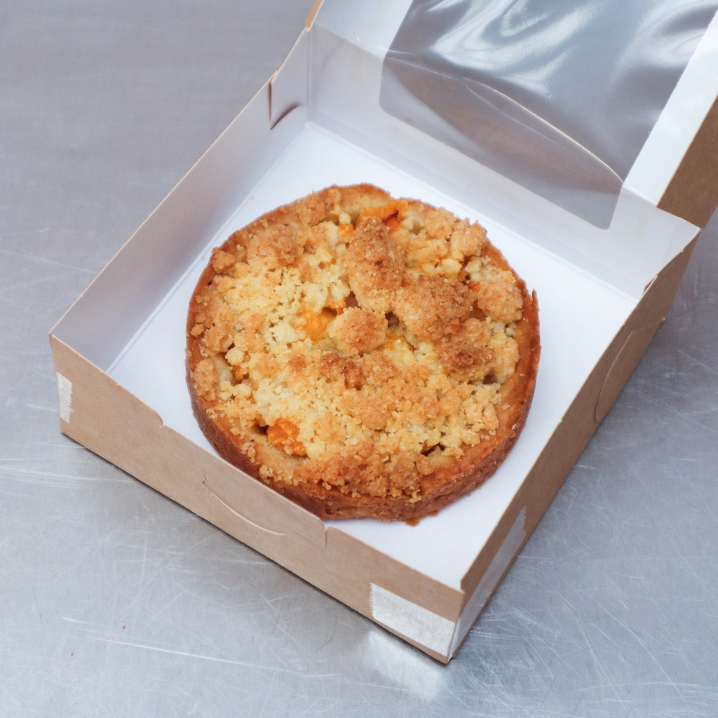 Crumble met perzik