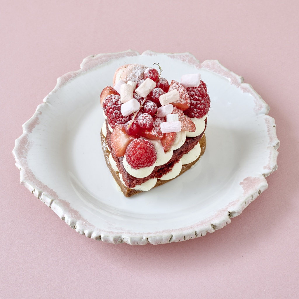 Moederdag: red velvet hartjes-layercake (1 pers.)