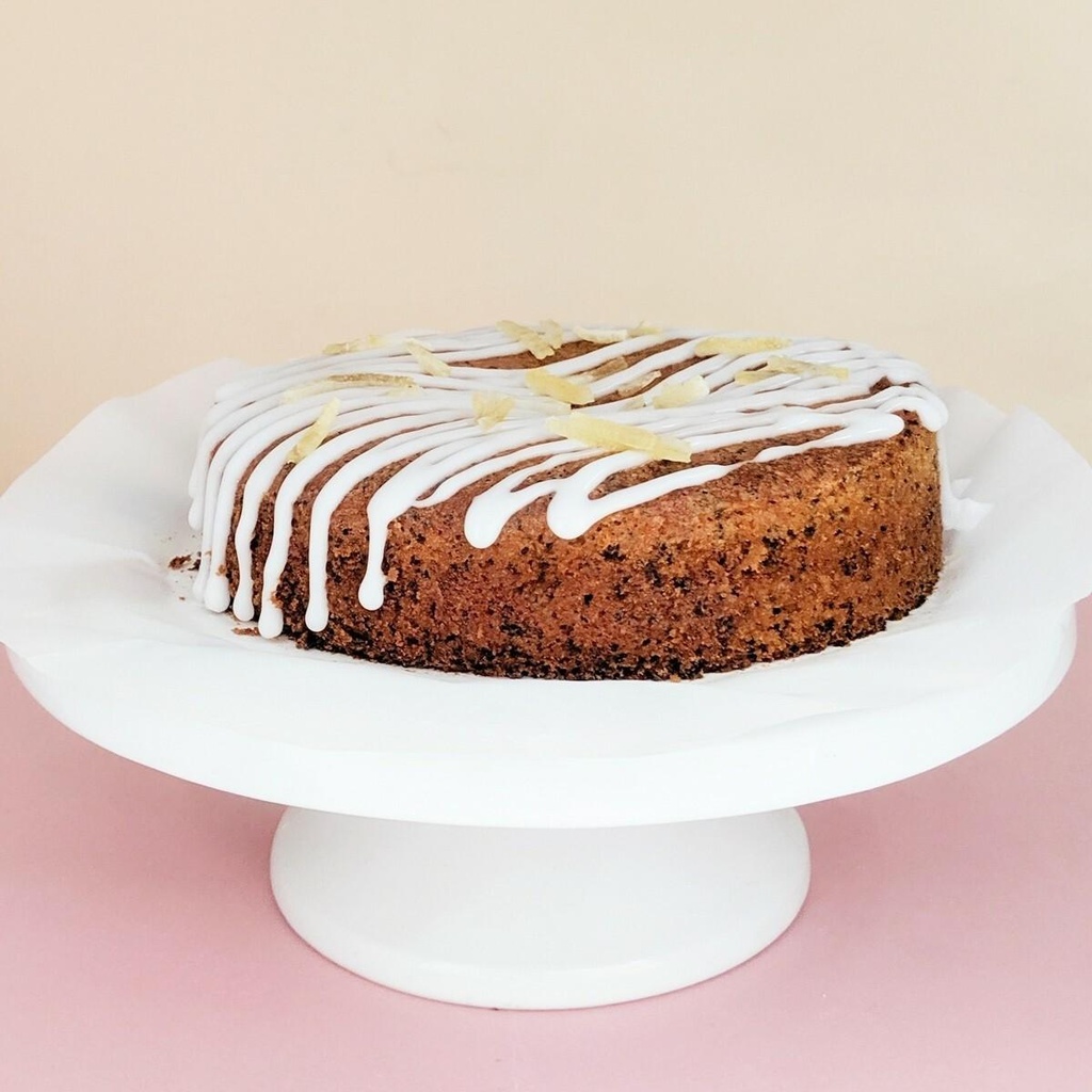 Lemon poppy seed cake round (vegan) (serves 6)