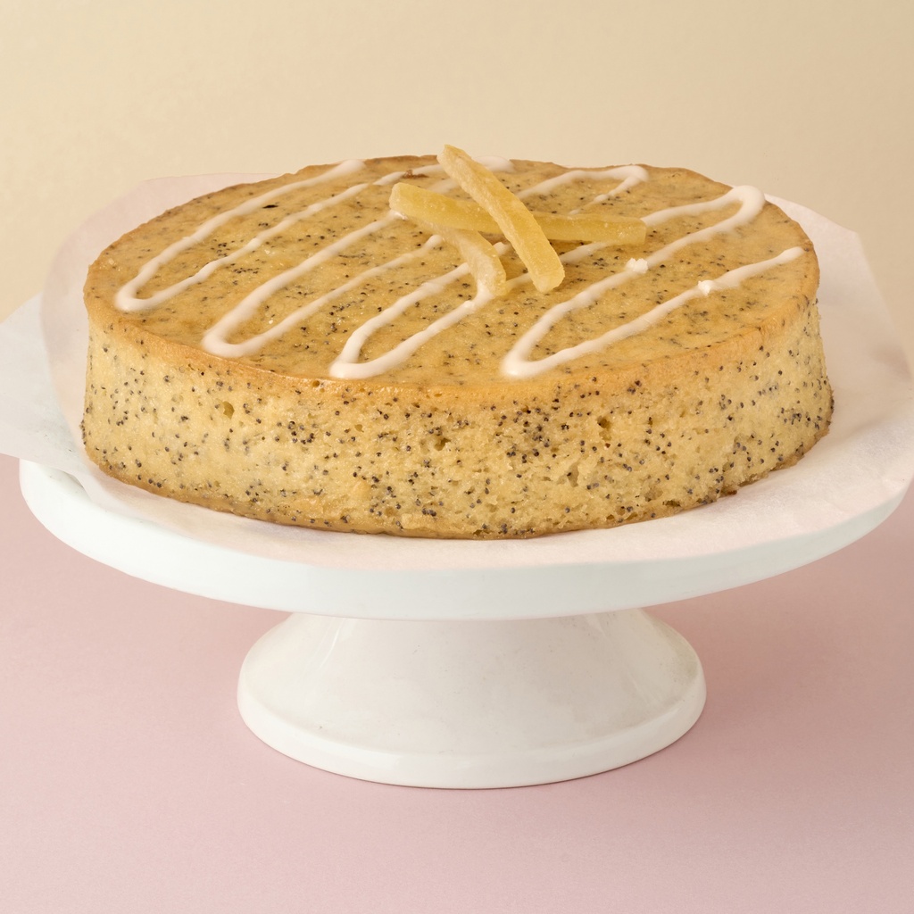 Lemon poppy seed cake round (vegan) (serves 6)