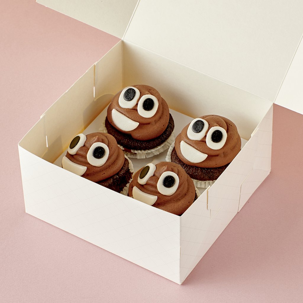 Smiling poop cupcake box